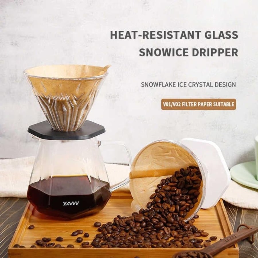 قمع تقطير V60 زجاجي مع قاعدة | V60 Dripper