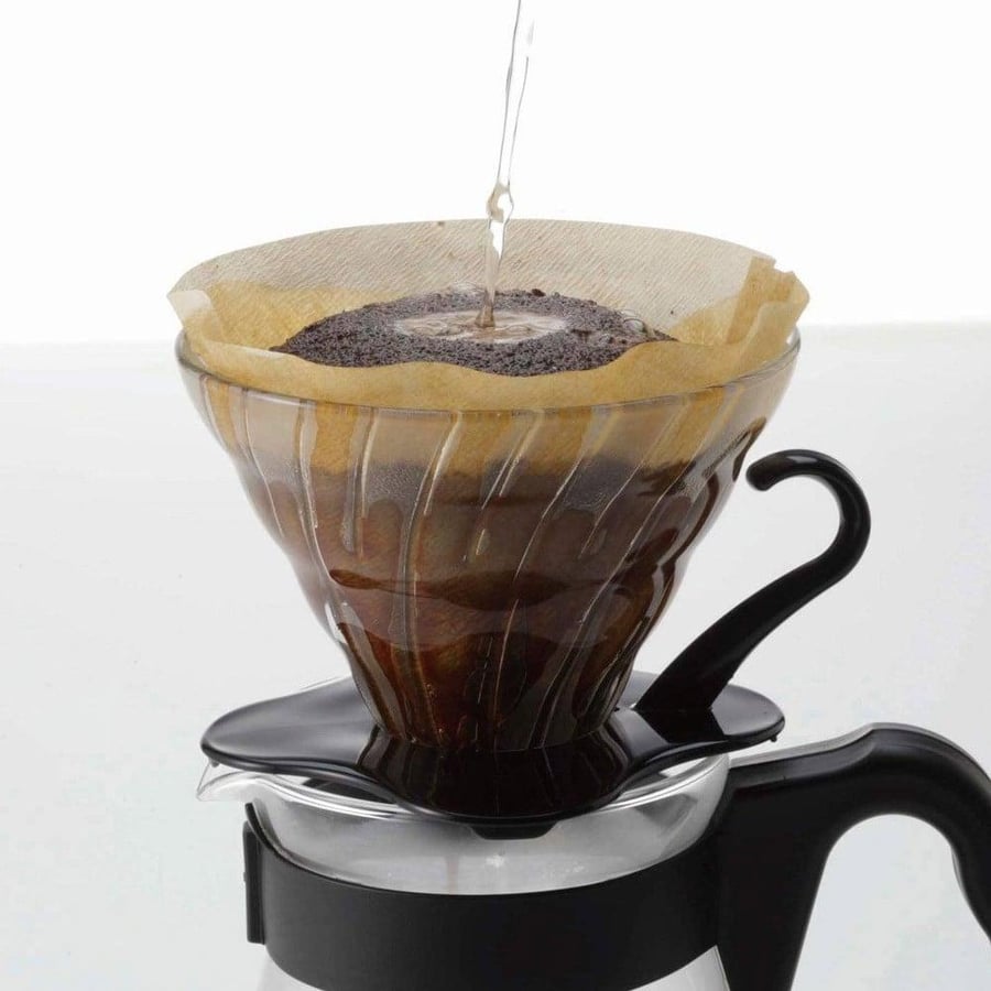 قمع تقطير V60 زجاجي مع قاعدة بلاستيكية | V60 Dripper