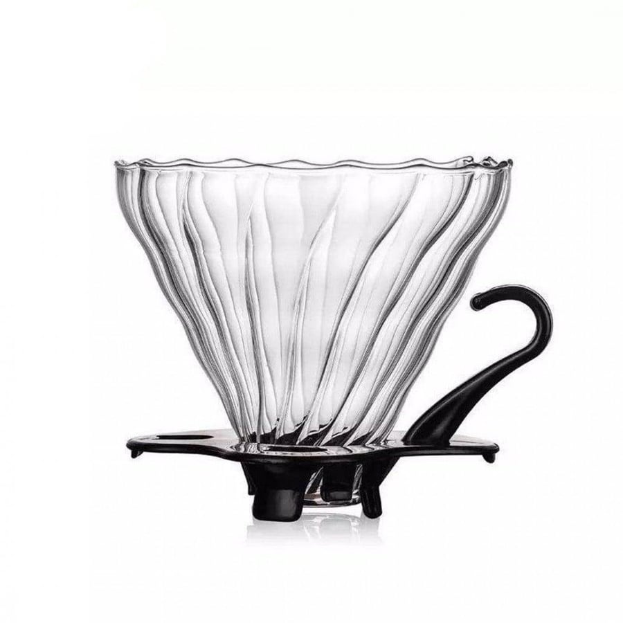 قمع تقطير V60 زجاجي مع قاعدة بلاستيكية | V60 Dripper