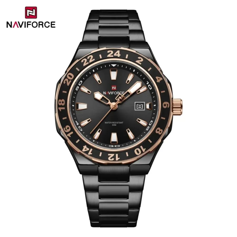 NAVIFORCE ساعة كوارتز رياضية فاخرة ساعات تقويم مضيئة للرجل الفولاذ المقاوم للصدأ مقاوم للماء ساعة اليد Relogio Masculino