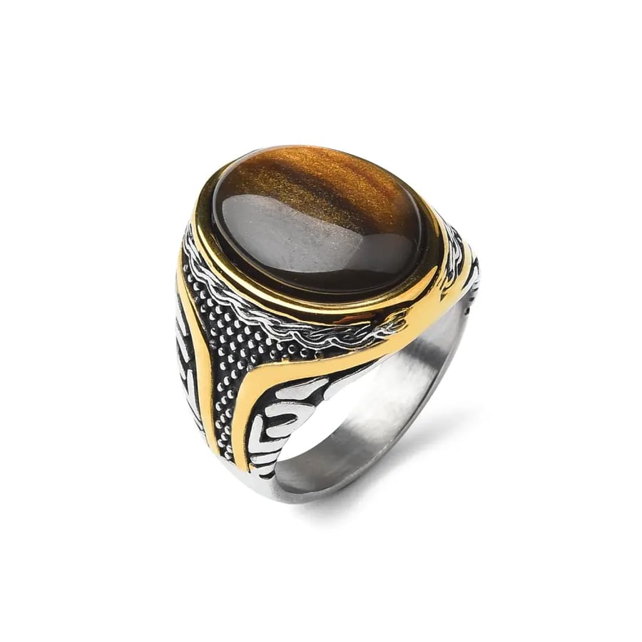 خاتم ستيل أحجار متعددة R3231