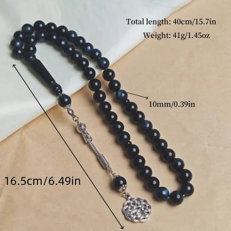 مسبحة إسلامية 10 ملم 45 أكريليك تقليد شمع العسل ضوء النجوم سوار أذن واحد TASBIH ، مسبحة صلاة في الشرق الأوسط