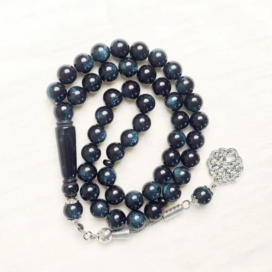 مسبحة إسلامية 10 ملم 45 أكريليك تقليد شمع العسل ضوء النجوم سوار أذن واحد TASBIH ، مسبحة صلاة في الشرق الأوسط