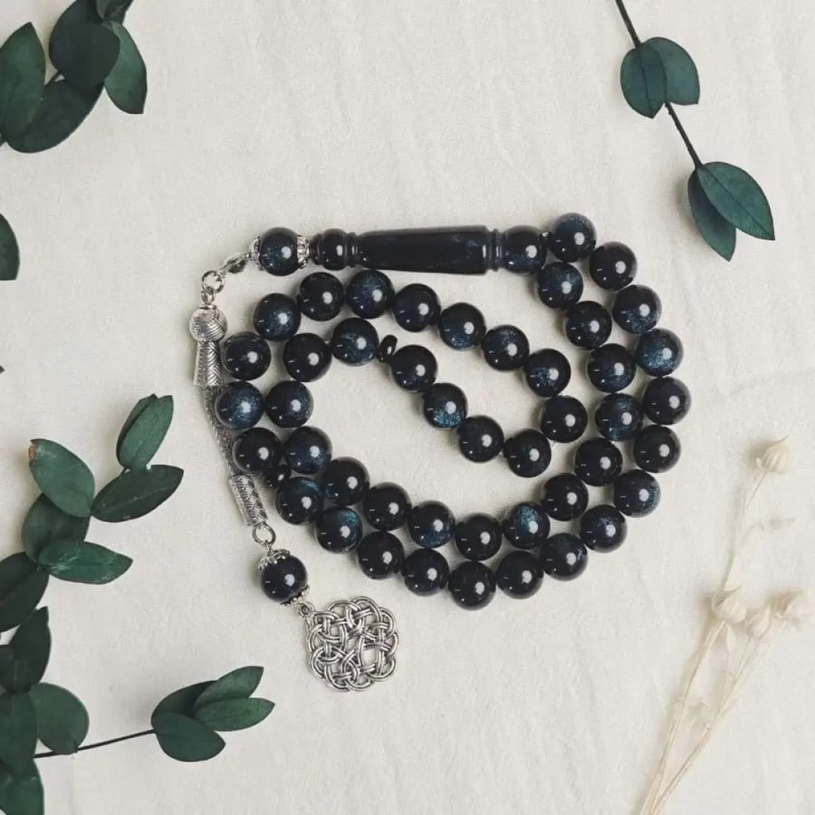 مسبحة إسلامية 10 ملم 45 أكريليك تقليد شمع العسل ضوء النجوم سوار أذن واحد TASBIH ، مسبحة صلاة في الشرق الأوسط