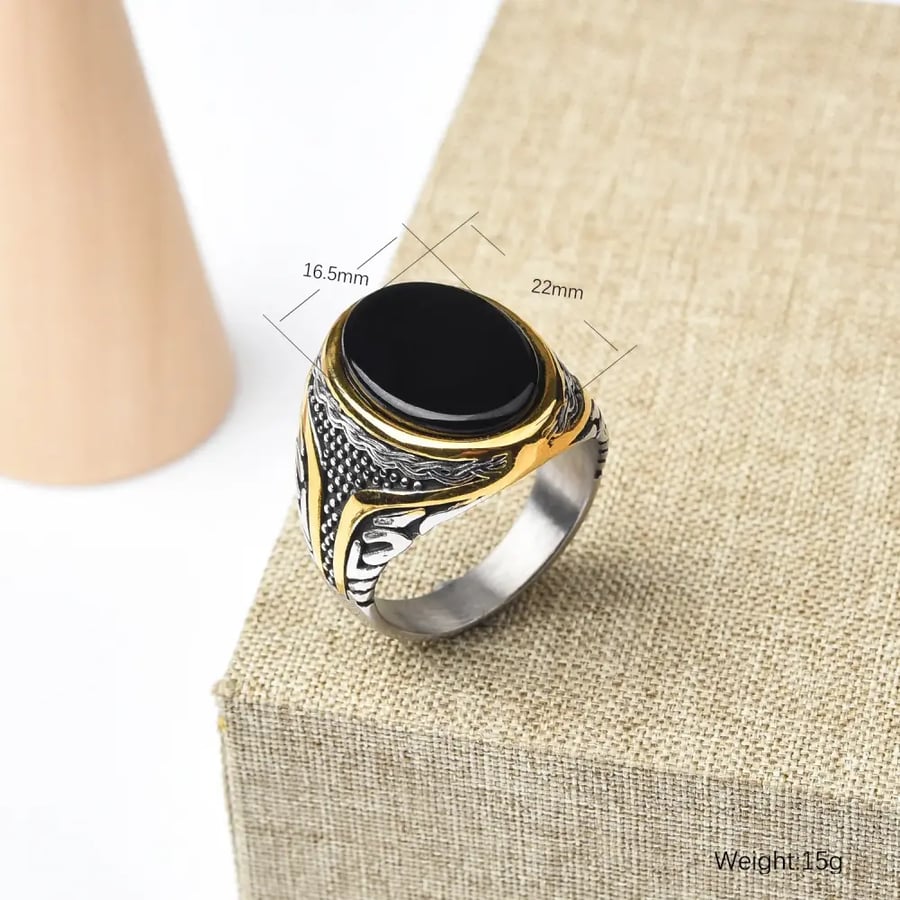 خاتم ستيل أحجار متعددة R3231