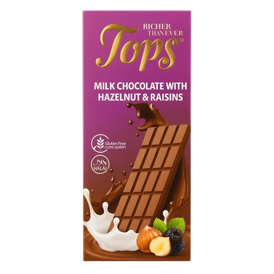 Milk chocolate with hazelnut & raisins