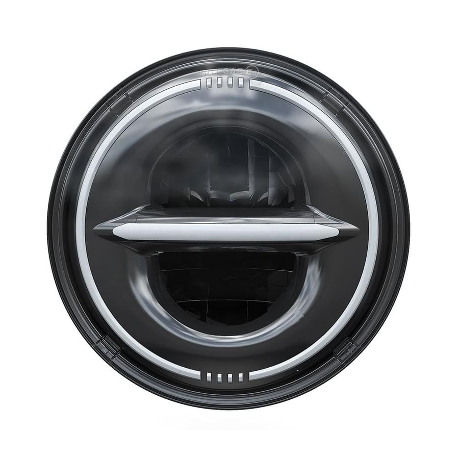 "7 headlight with Horizonal DRL Bar DRL Trun Signal white light 7 مصابيح أمامية لون اسود  مع شريط إضاءة نهارية أفقي إضاءة نهارية بيضاء مع إشارة انعطاف لدراجات هارلي تورينق سوفتيل