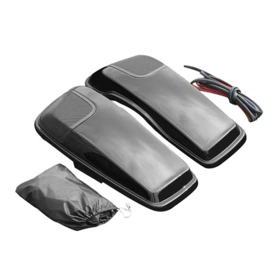 Saddlebag Lids Type:Single 5x7 Speaker lids No Speakers Painted Gloss Black أغطية حقائب جانبية طراز CVO مع فتحات سبيكر لدراجات تورينق 2014-2024