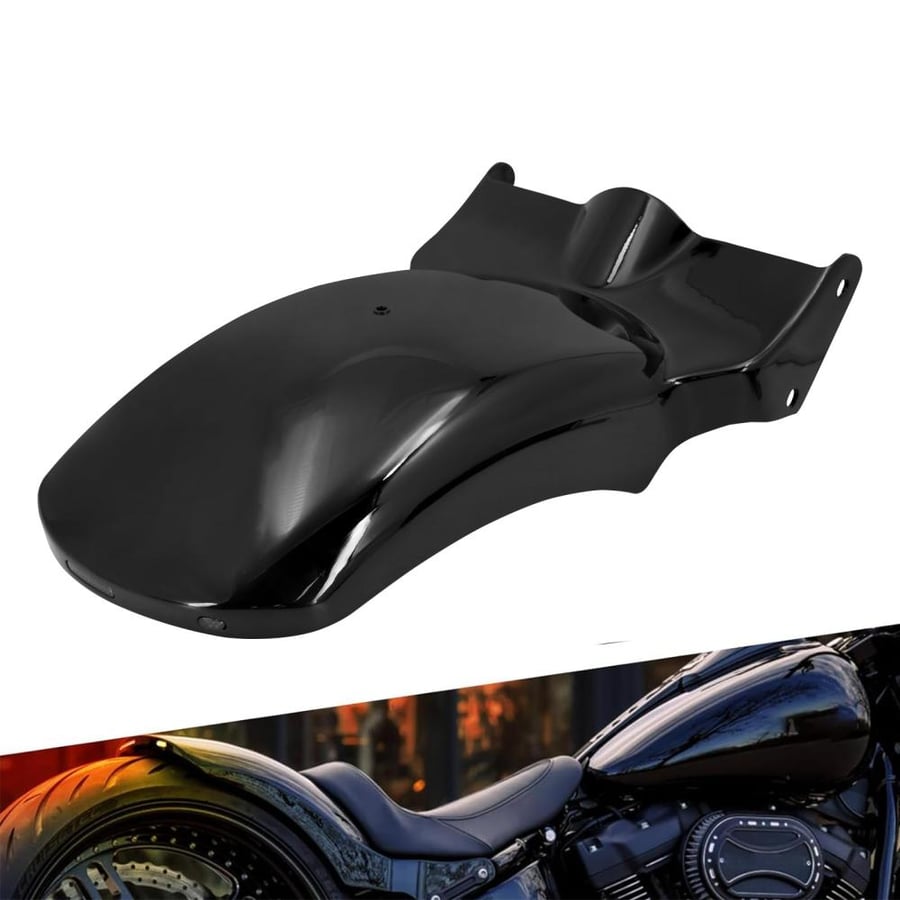 Vivid Black Wide Bobber Rear Fender w/ LEDs for '18-'25 Harley® Fat Boy / Breakout hogworkz| وصلة رفرف خلفي من hogworkzلدراجات هارلي سوفتيل  2018 +