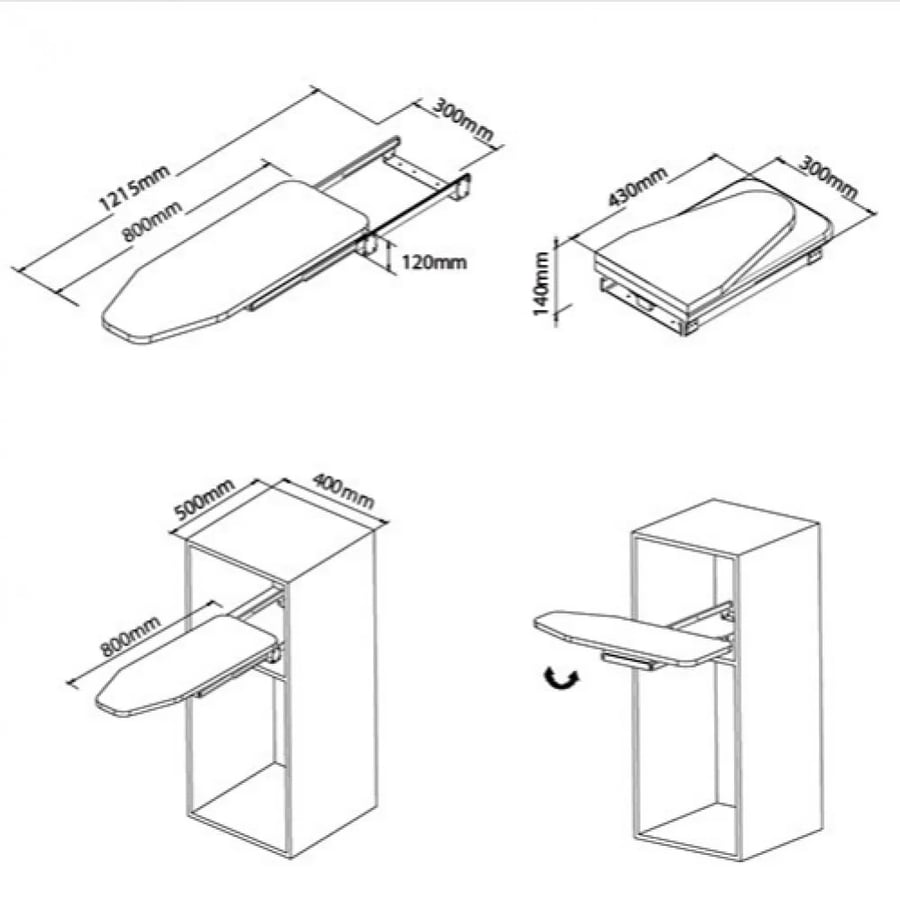 telescopic Ironing Board-soft closing