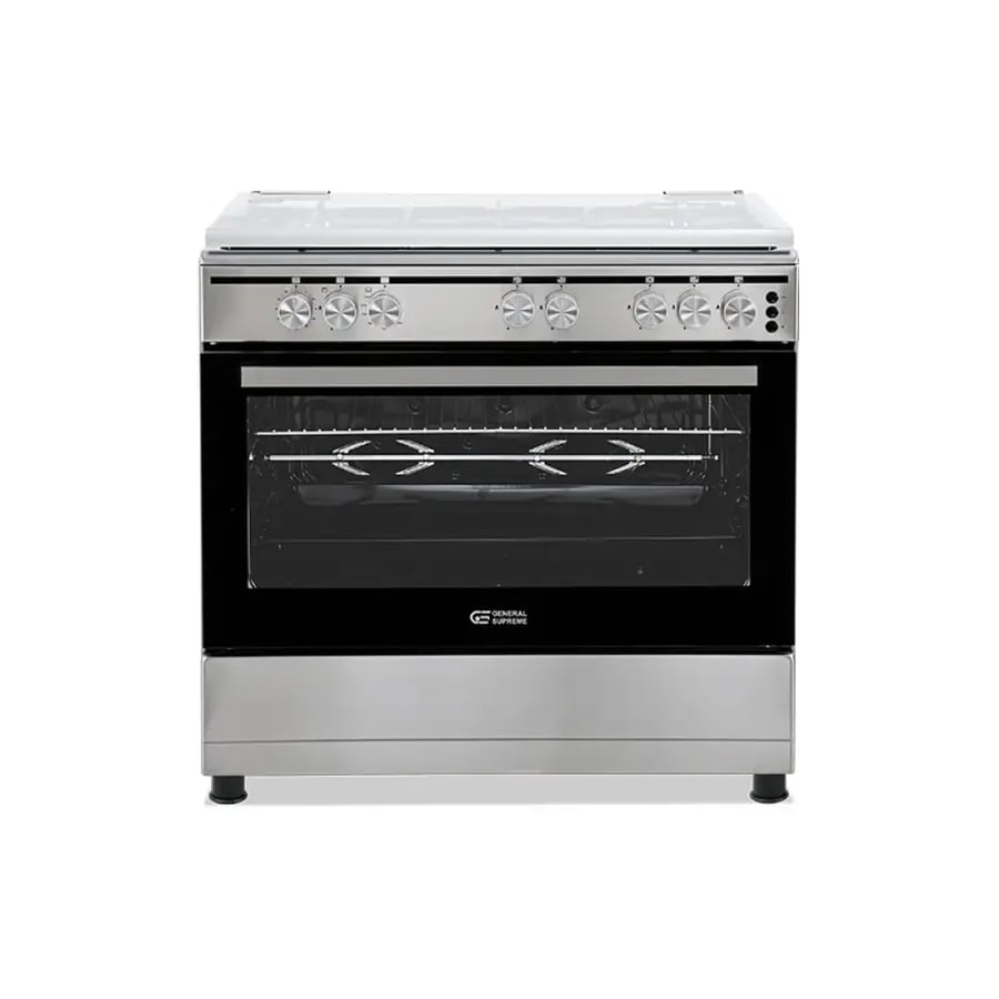 فرن غاز, جنرال سوبريم  90*60 سم, 5 شعلات, امان كامل, شواية, ستيل, تركي, GS9060FGS