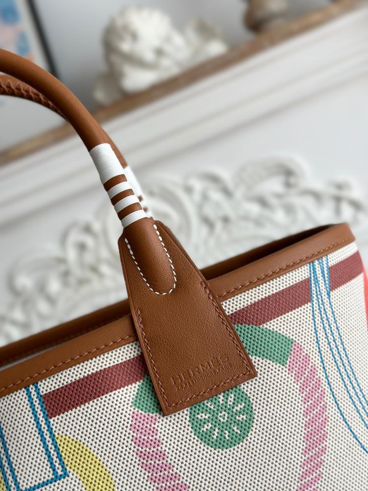 Hermes Steeple 28 Printed Canvas Tote Bag