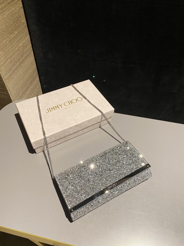 Jimmy Choo Glitter Clutch Wallet on Chain