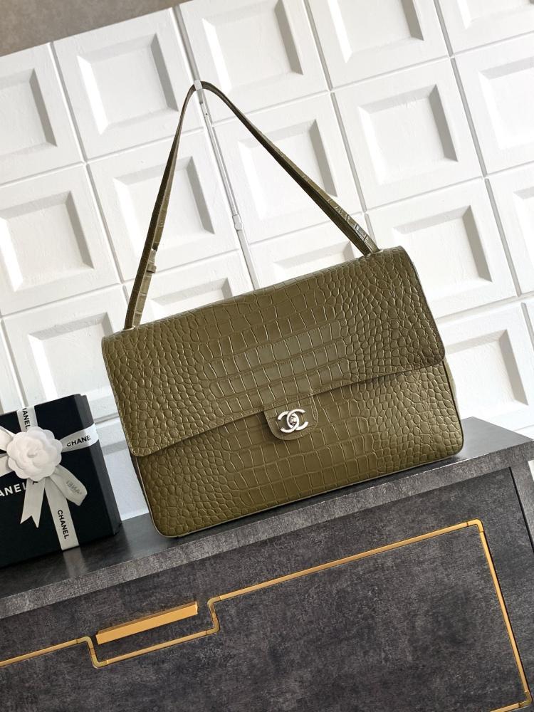 Chanel Croc-Embossed Leather Flap Bag
