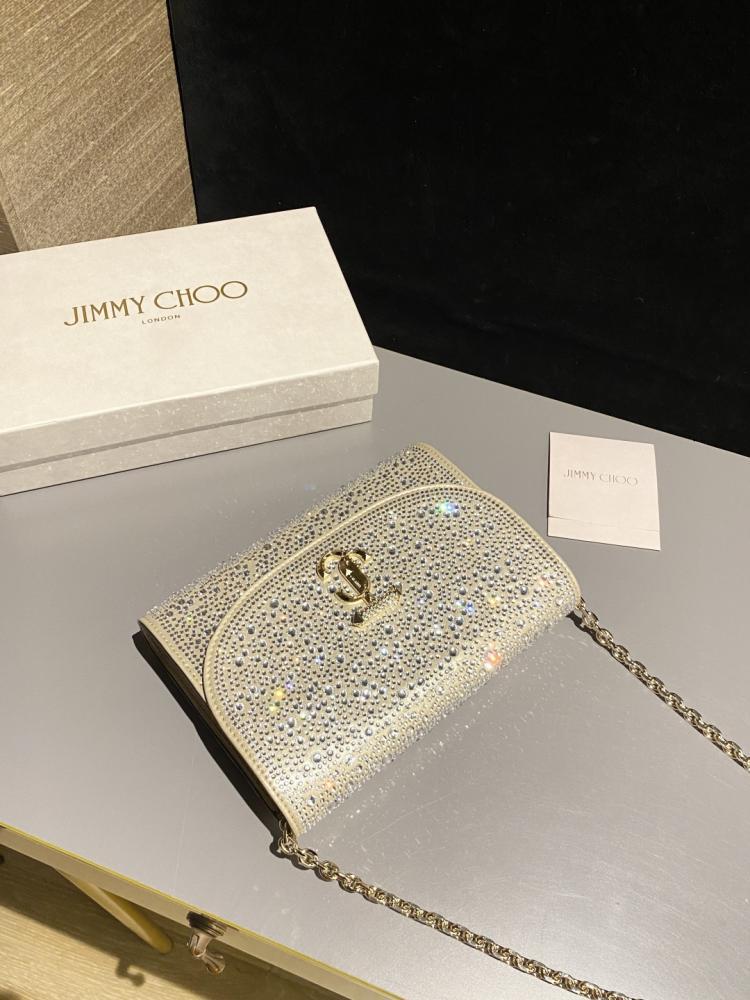 Jimmy Choo JC Logo Crystal Embellished Chain Bag