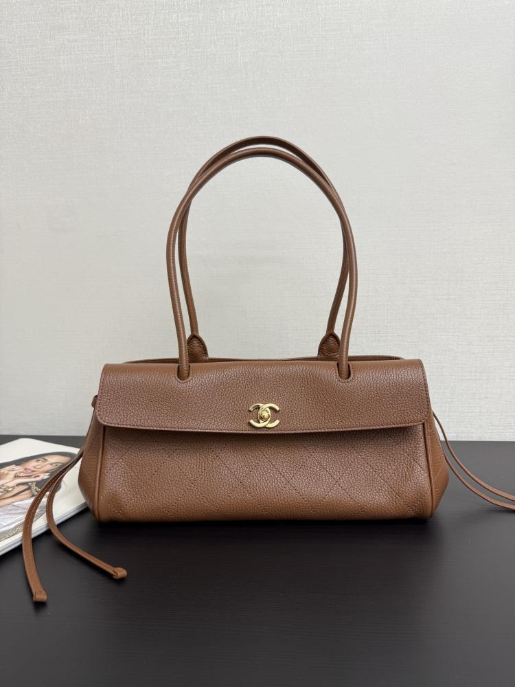 Chanel Quilted Grained Leather East-West Flap Bag
