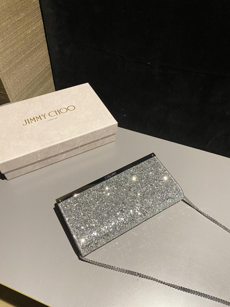 Jimmy Choo Glitter Clutch Wallet on Chain