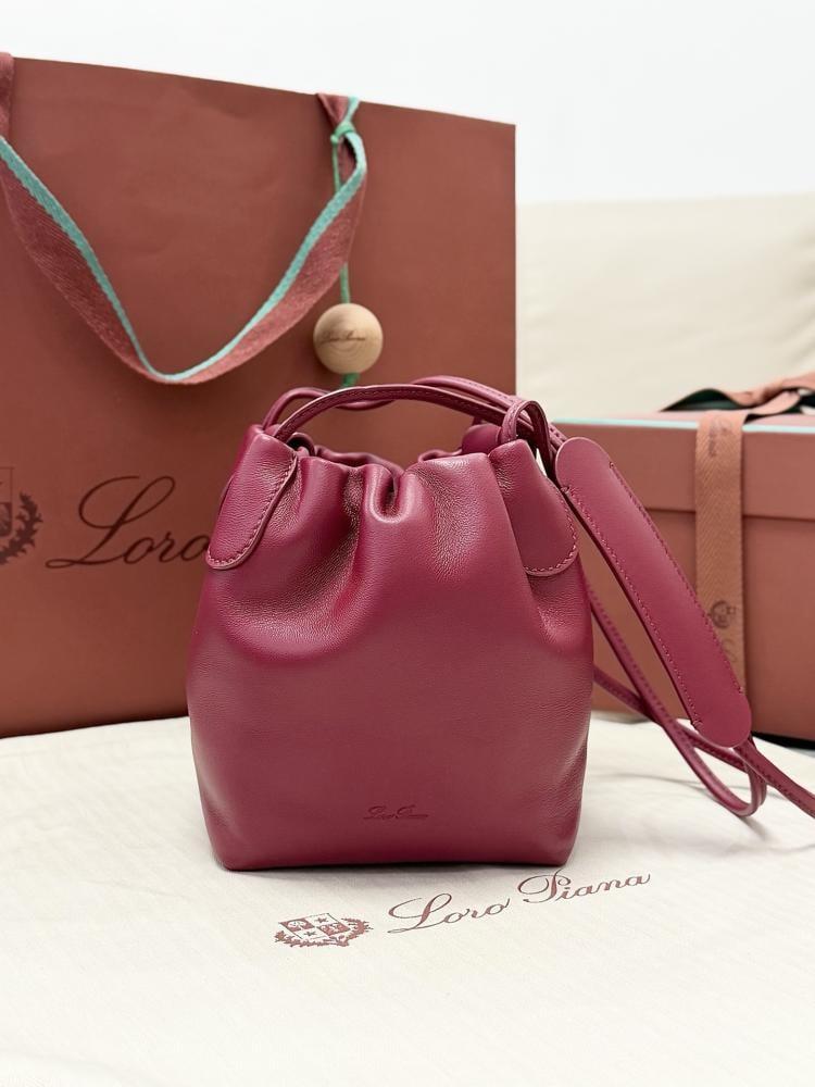Loro Piana Bale Softy Drawstring Bucket Bag