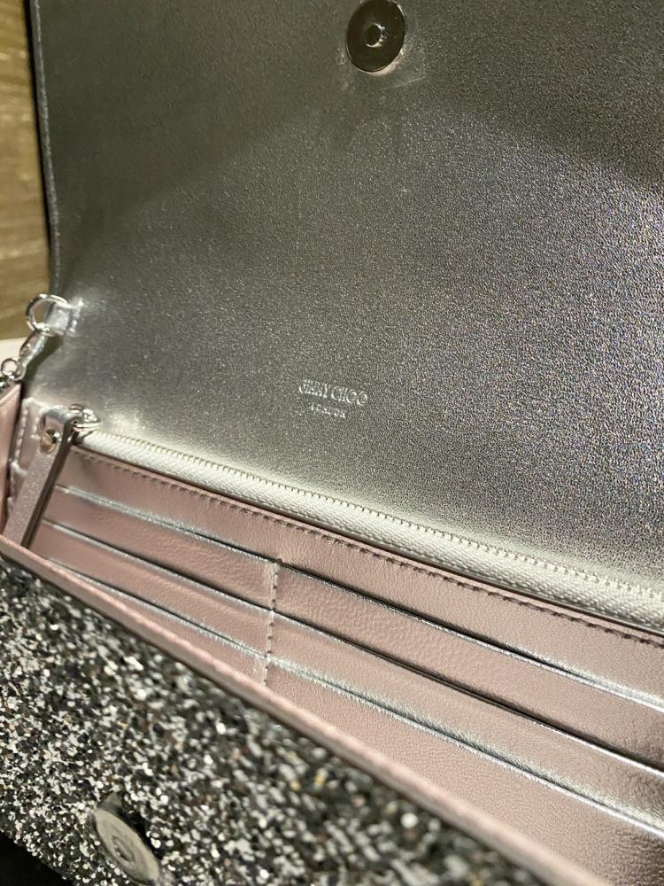 Jimmy Choo Glitter Clutch Wallet on Chain