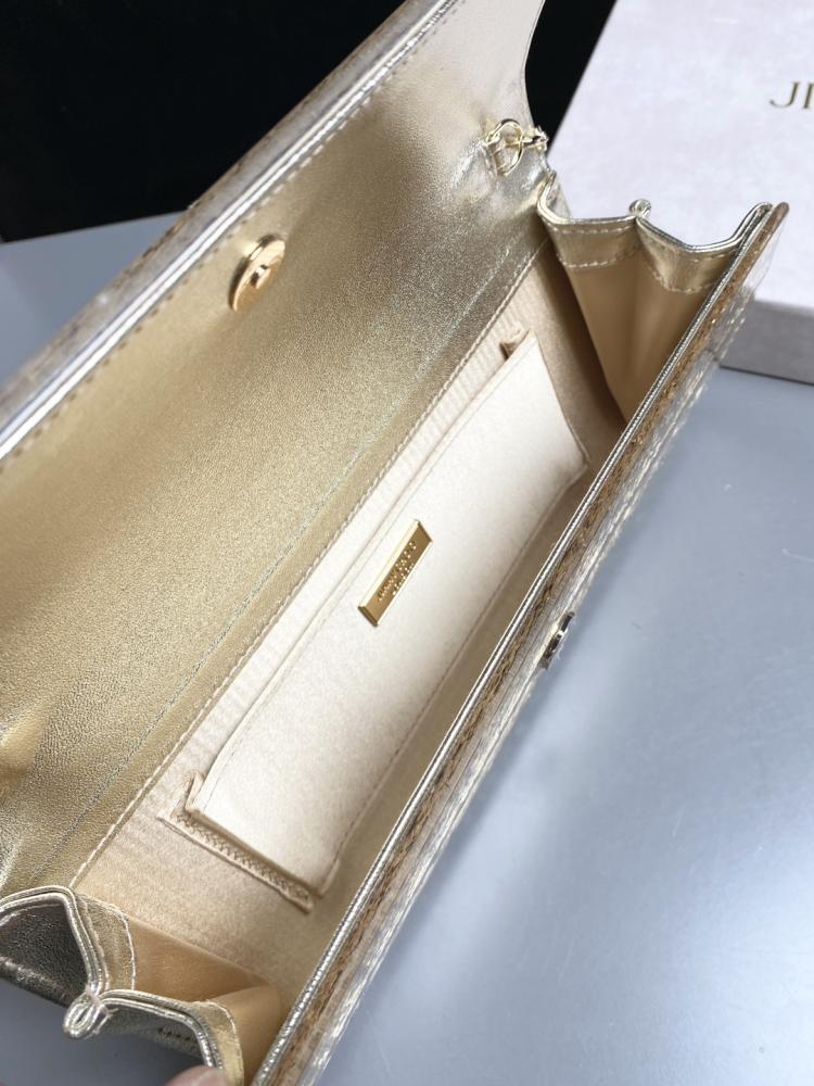 Jimmy Choo Structured Glitter Ribbed Clutch