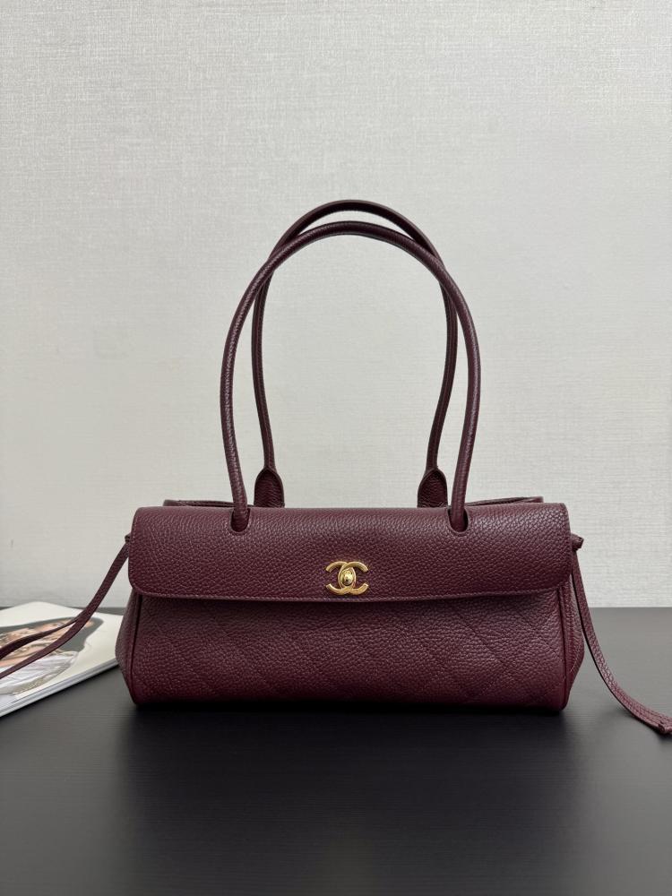 Chanel Quilted Grained Leather East-West Flap Bag