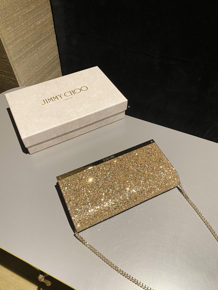 Jimmy Choo Glitter Clutch Wallet on Chain