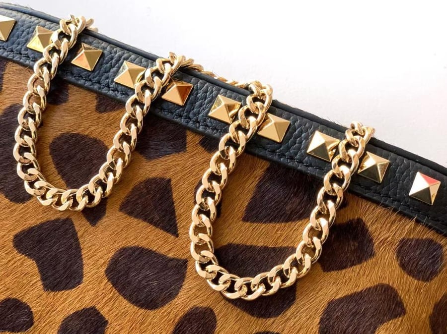 Valentino Garavani Rockstud Mini Leopard Print Calfskin Bag