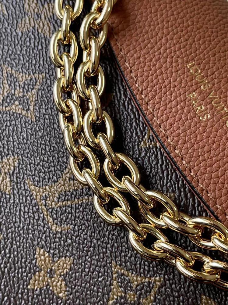 LV Monogram & Leather Mix Chain Bag