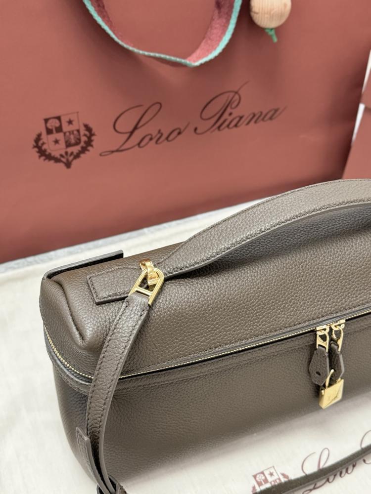 Loro Piana Elongated Extra Pocket Bag in Grained Leather