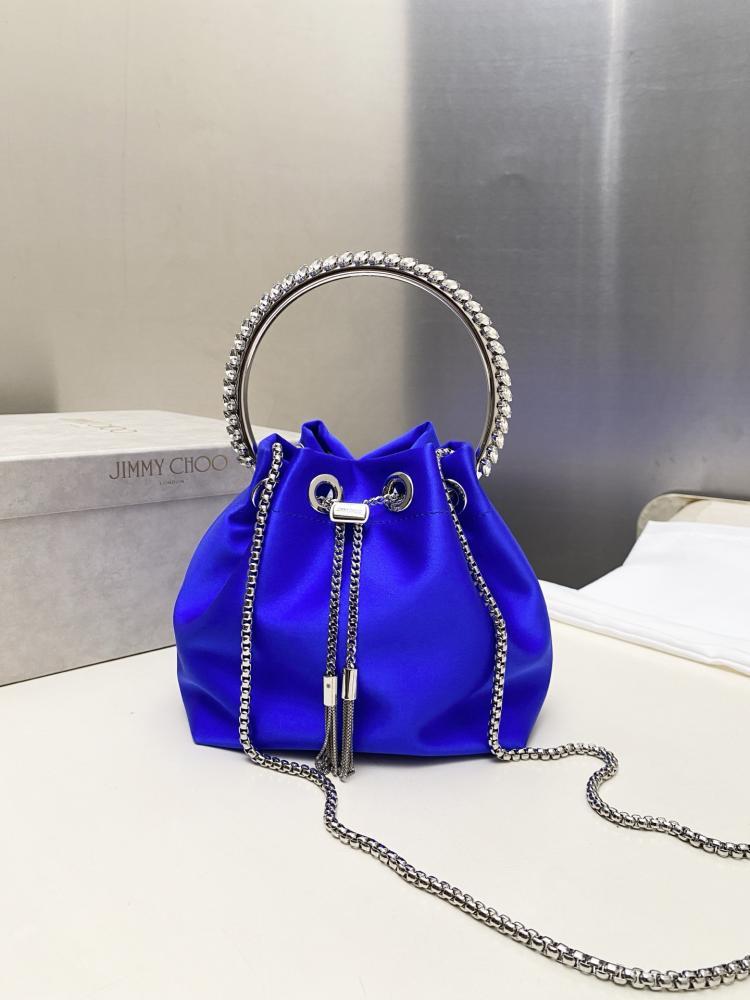 Jimmy Choo Bon Bon Satin & Crystal Embellished Bucket Bag Collection