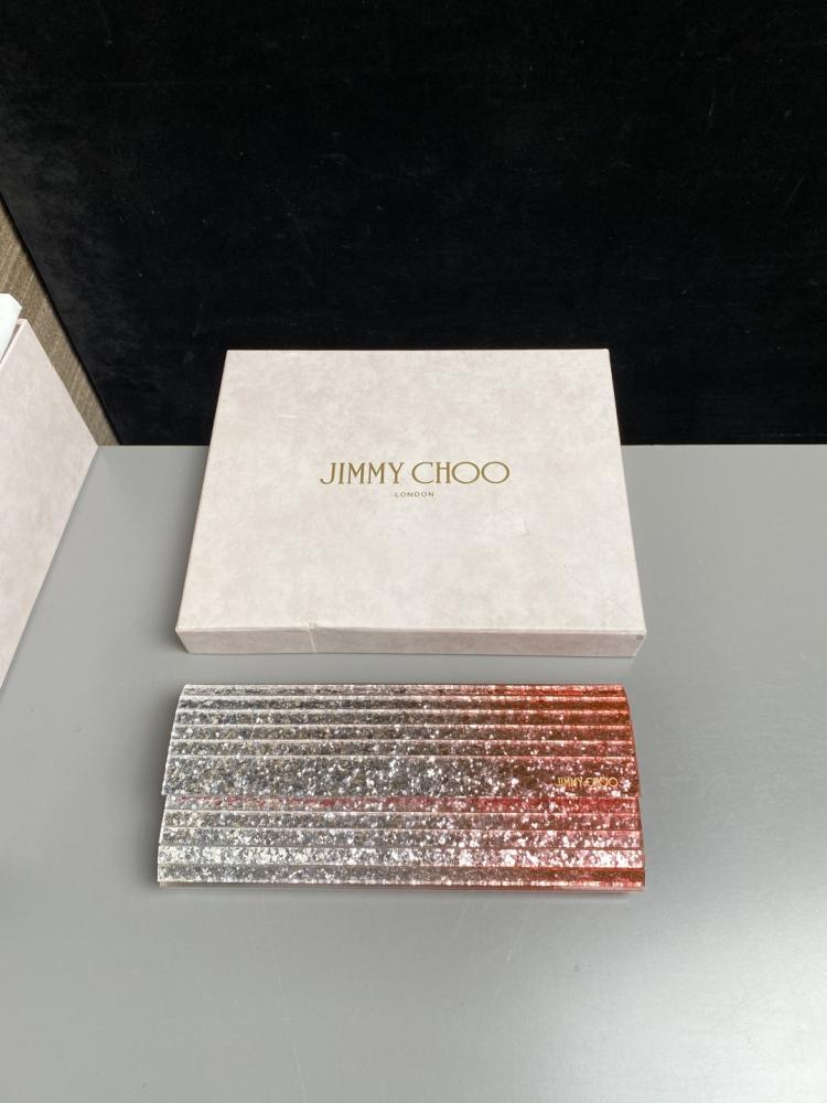 Jimmy Choo Structured Glitter Ribbed Clutch