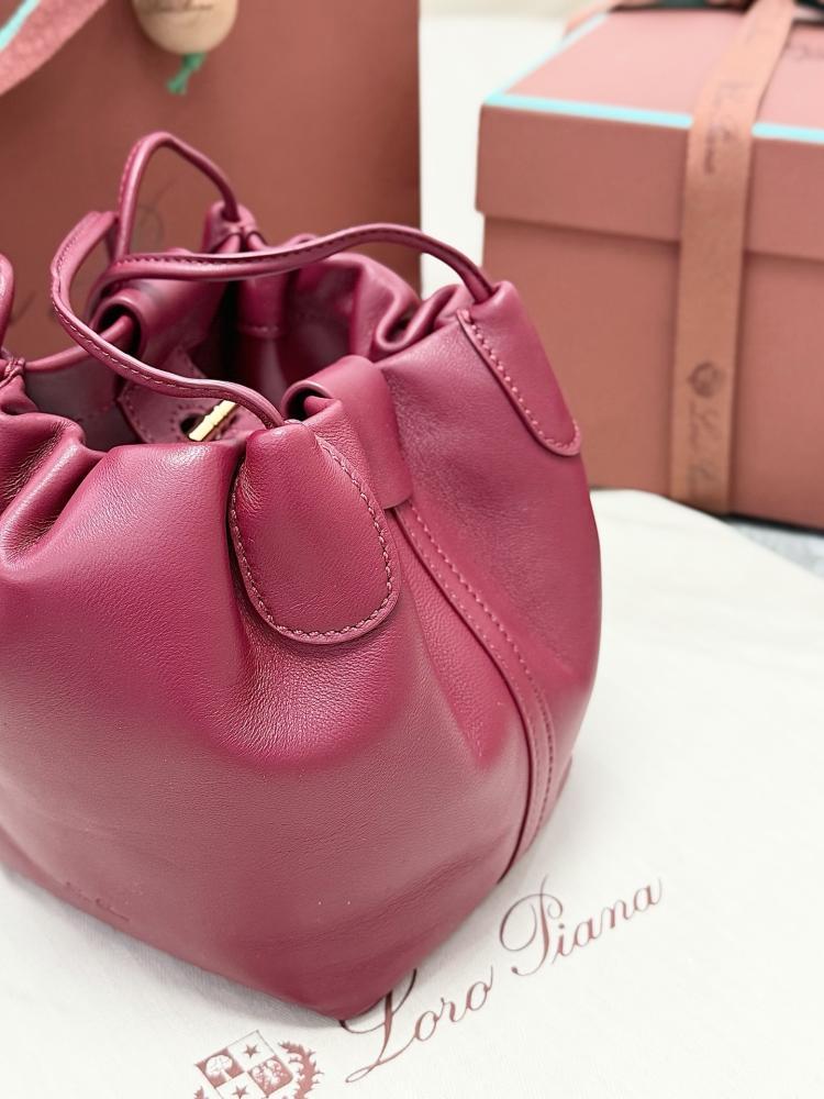 Loro Piana Bale Softy Drawstring Bucket Bag