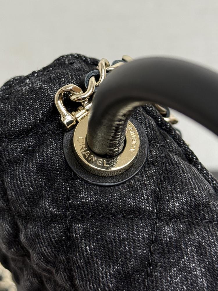 Chanel Mini Kelly Top Handle Quilted Denim Bag