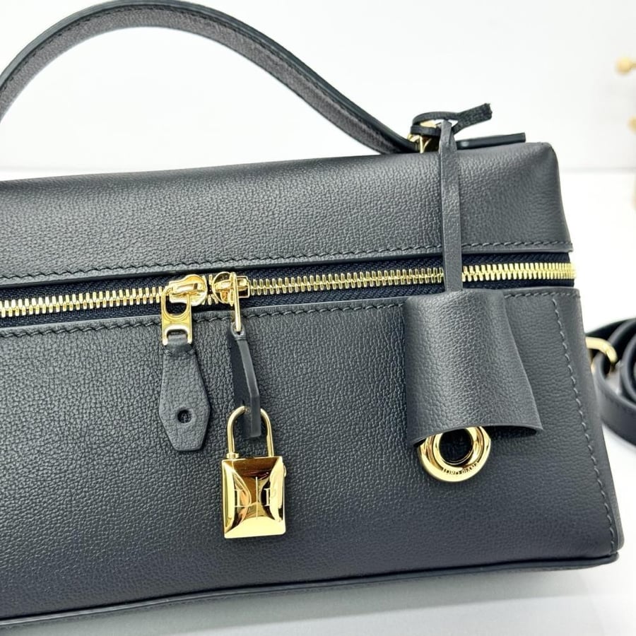 Loro Piana Smooth Leather Elongated Top Handle Bag