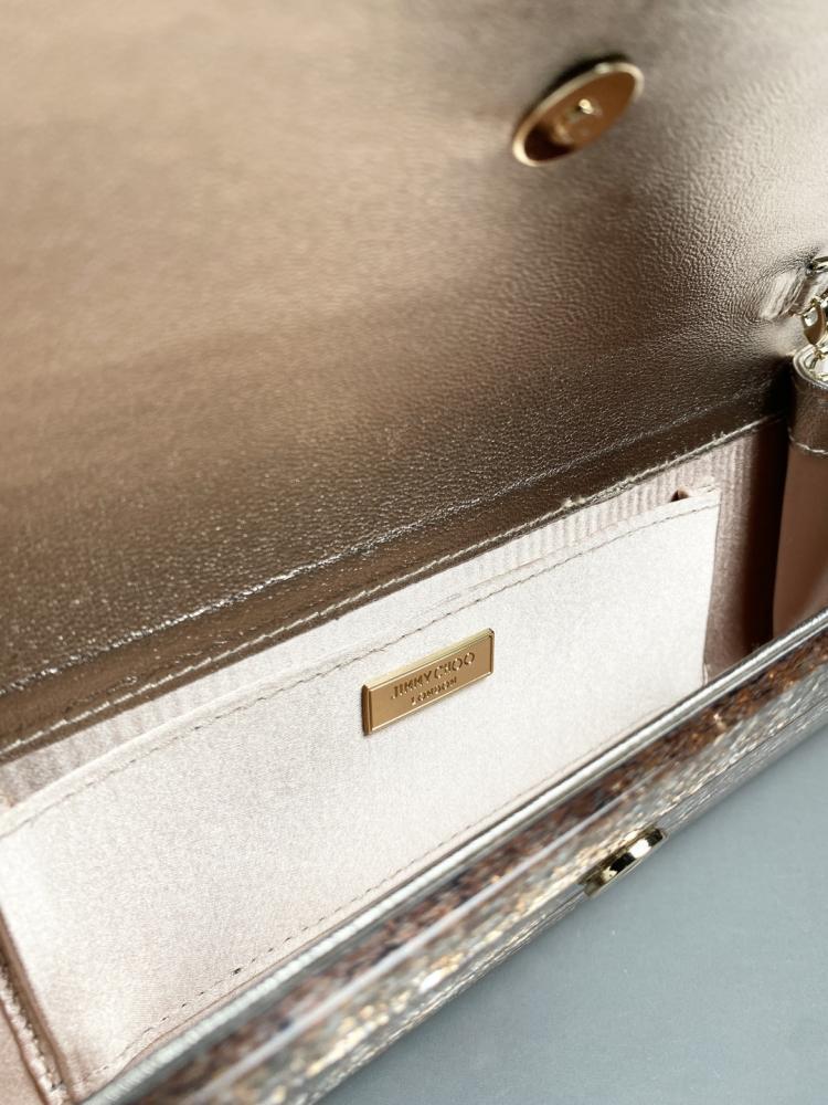 Jimmy Choo Structured Glitter Ribbed Clutch