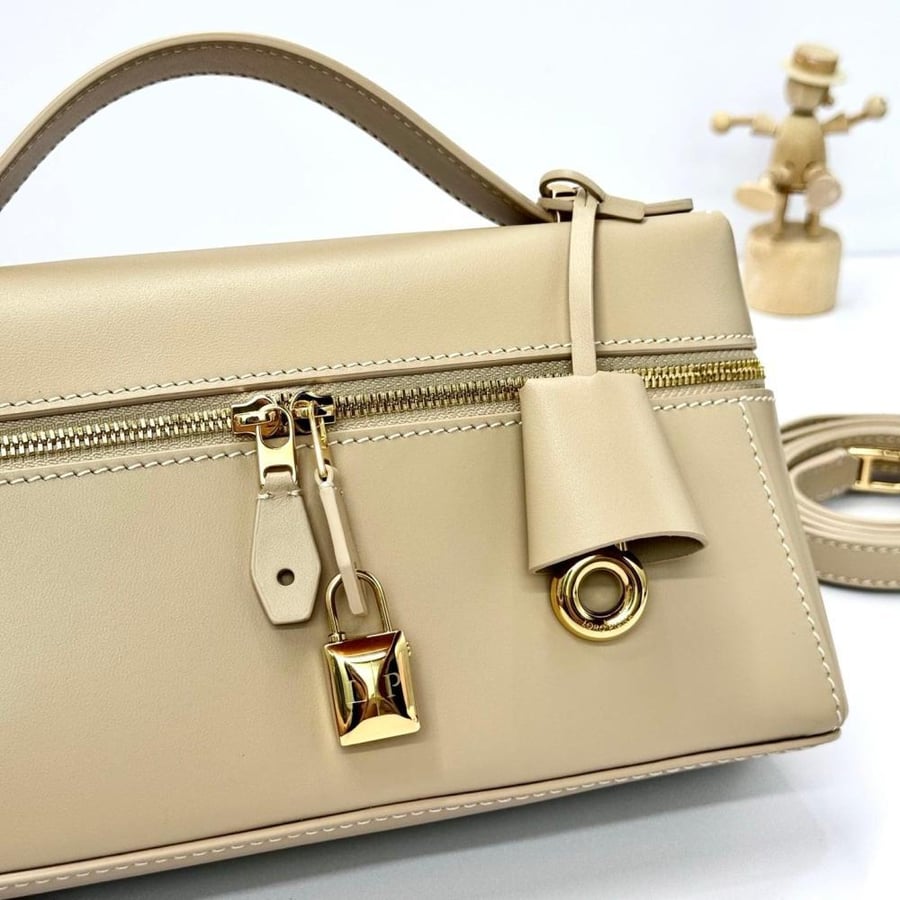 Loro Piana Smooth Leather Elongated Top Handle Bag