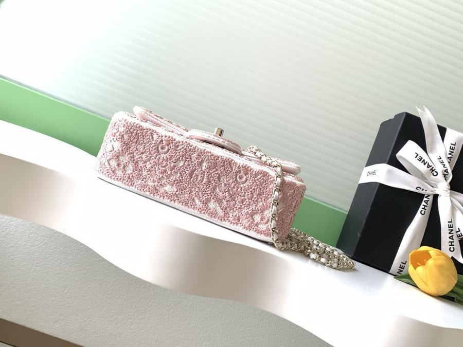 Chanel Embroidered Fabric Classic Flap Bag
