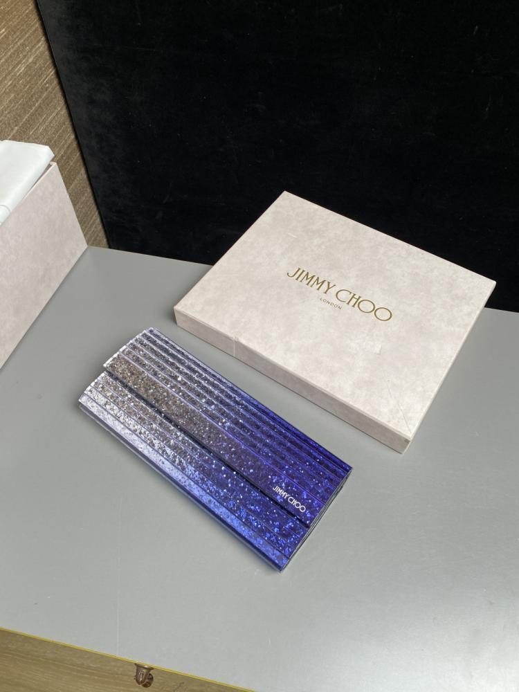 Jimmy Choo Structured Glitter Ribbed Clutch