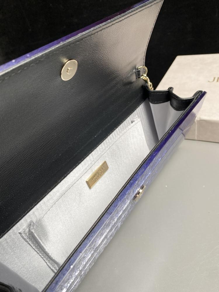 Jimmy Choo Structured Glitter Ribbed Clutch