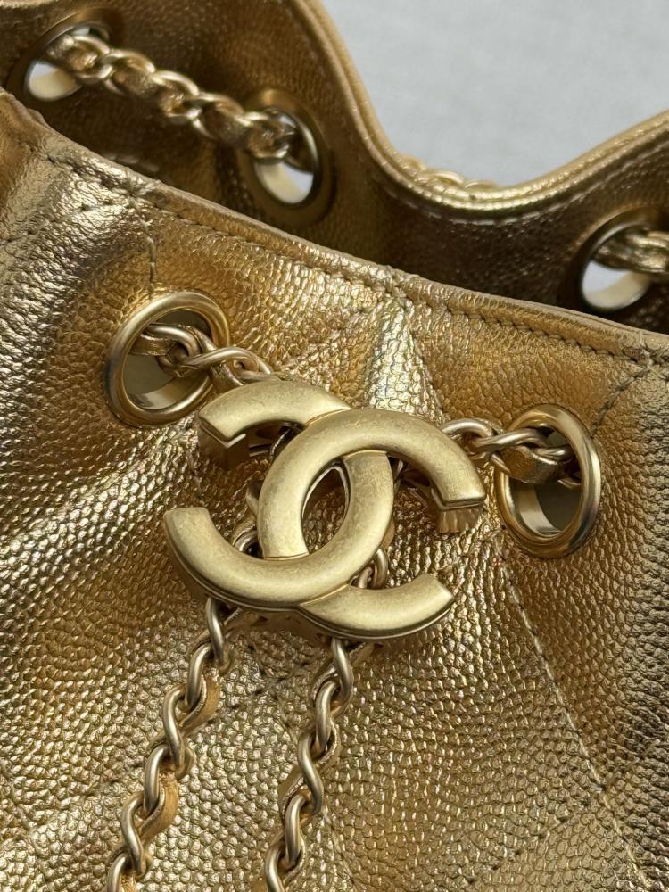 Chanel Quilted Drawstring Tote Bag