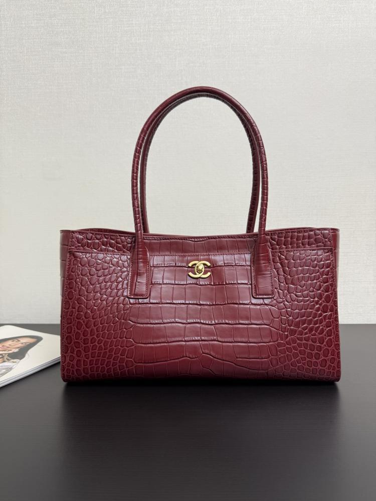 Chanel Croc-Embossed Leather Tote Bag