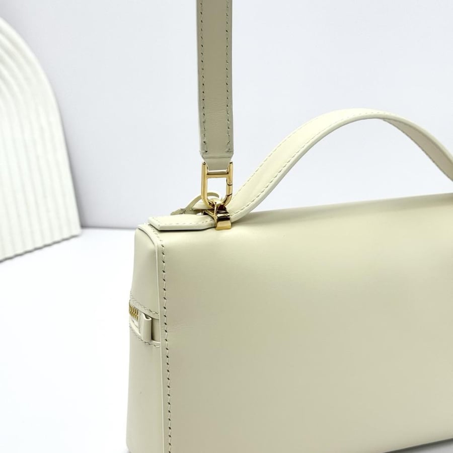 Loro Piana Smooth Leather Elongated Top Handle Bag