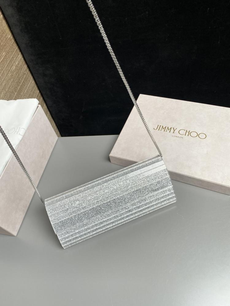Jimmy Choo Structured Glitter Ribbed Clutch