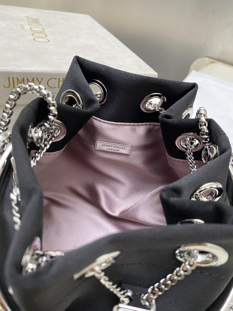 Jimmy Choo Bon Bon Satin & Crystal Embellished Bucket Bag Collection