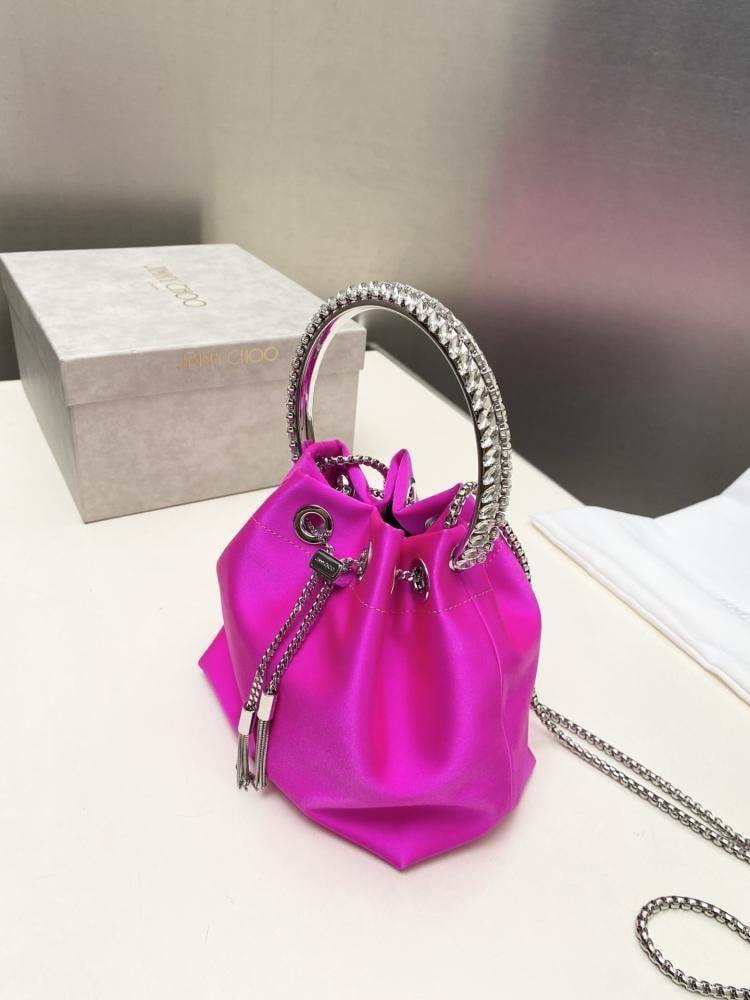 Jimmy Choo Bon Bon Satin & Crystal Embellished Bucket Bag Collection