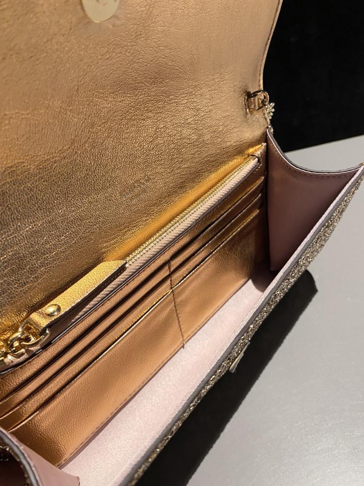 Jimmy Choo Glitter Clutch Wallet on Chain