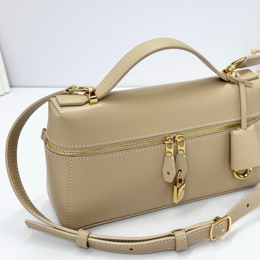 Loro Piana Smooth Leather Elongated Top Handle Bag