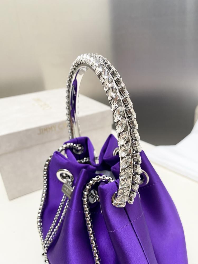 Jimmy Choo Bon Bon Satin & Crystal Embellished Bucket Bag Collection
