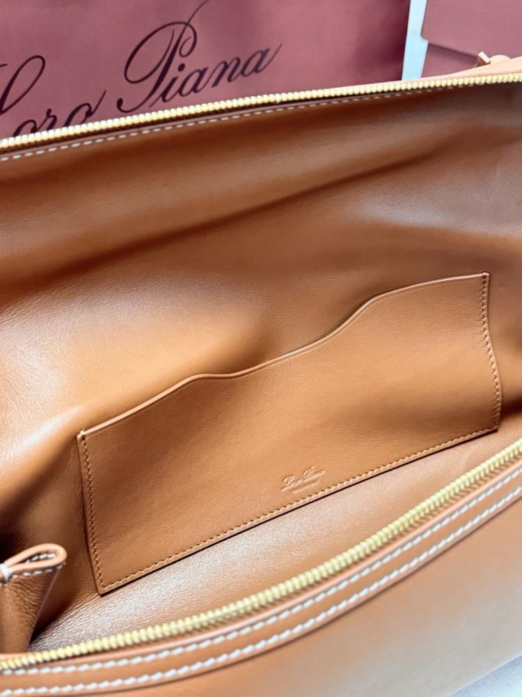 Loro Piana Elongated Extra Pocket Bag in Grained Leather