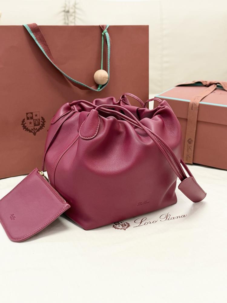 Loro Piana Bale Softy Drawstring Bucket Bag
